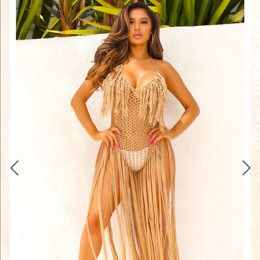 Gorgeous crochet cover up in nude
